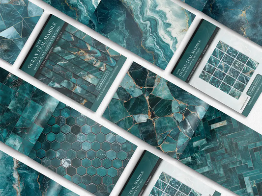 Dark Ocean Teal Marble