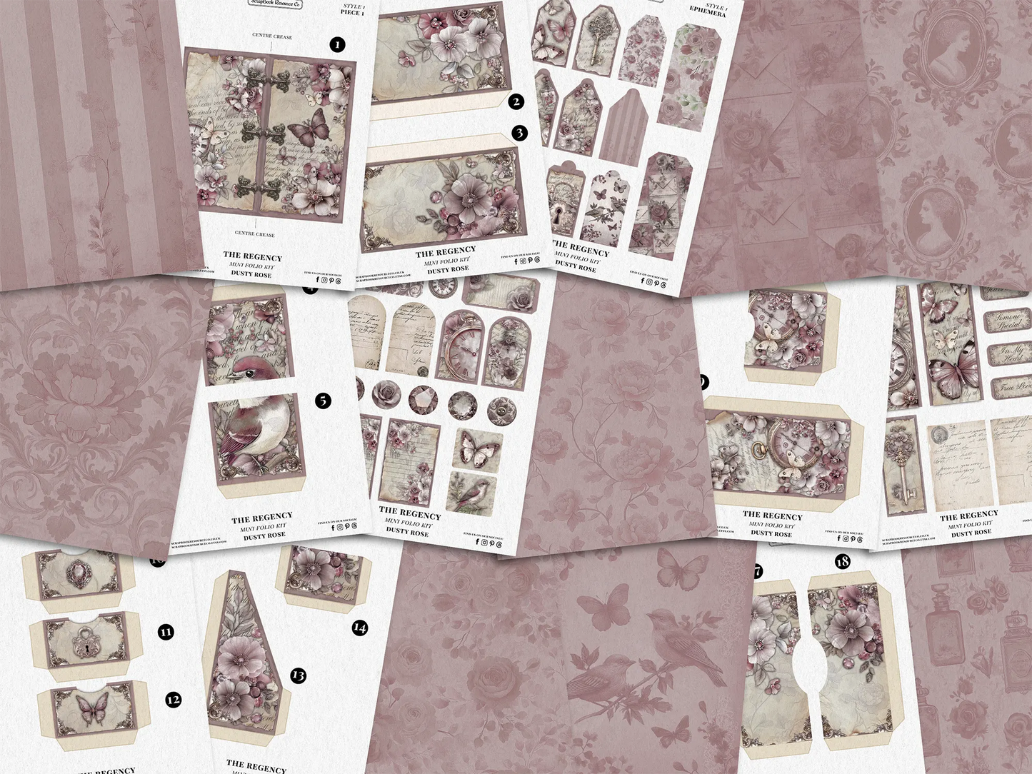 The Regency Dusty Rose Mini Folio Kit Style 1 DIGITAL DOWNLOAD