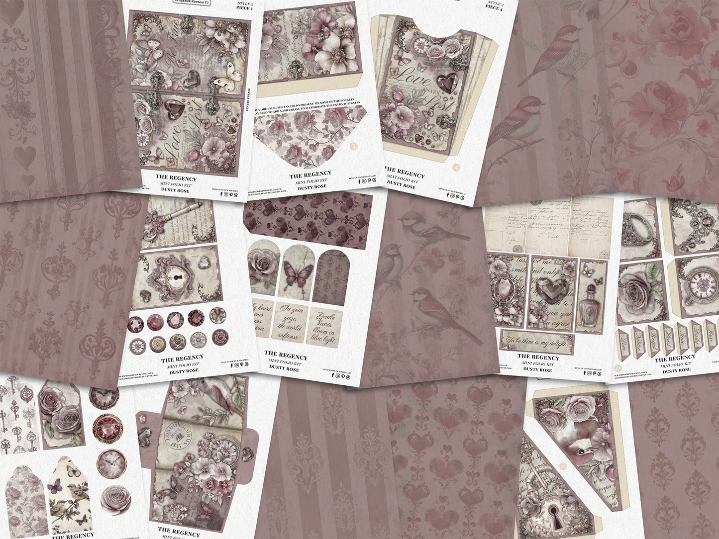 The Regency Dusty Rose Mini Folio Kit Style 2 DIGITAL DOWNLOAD