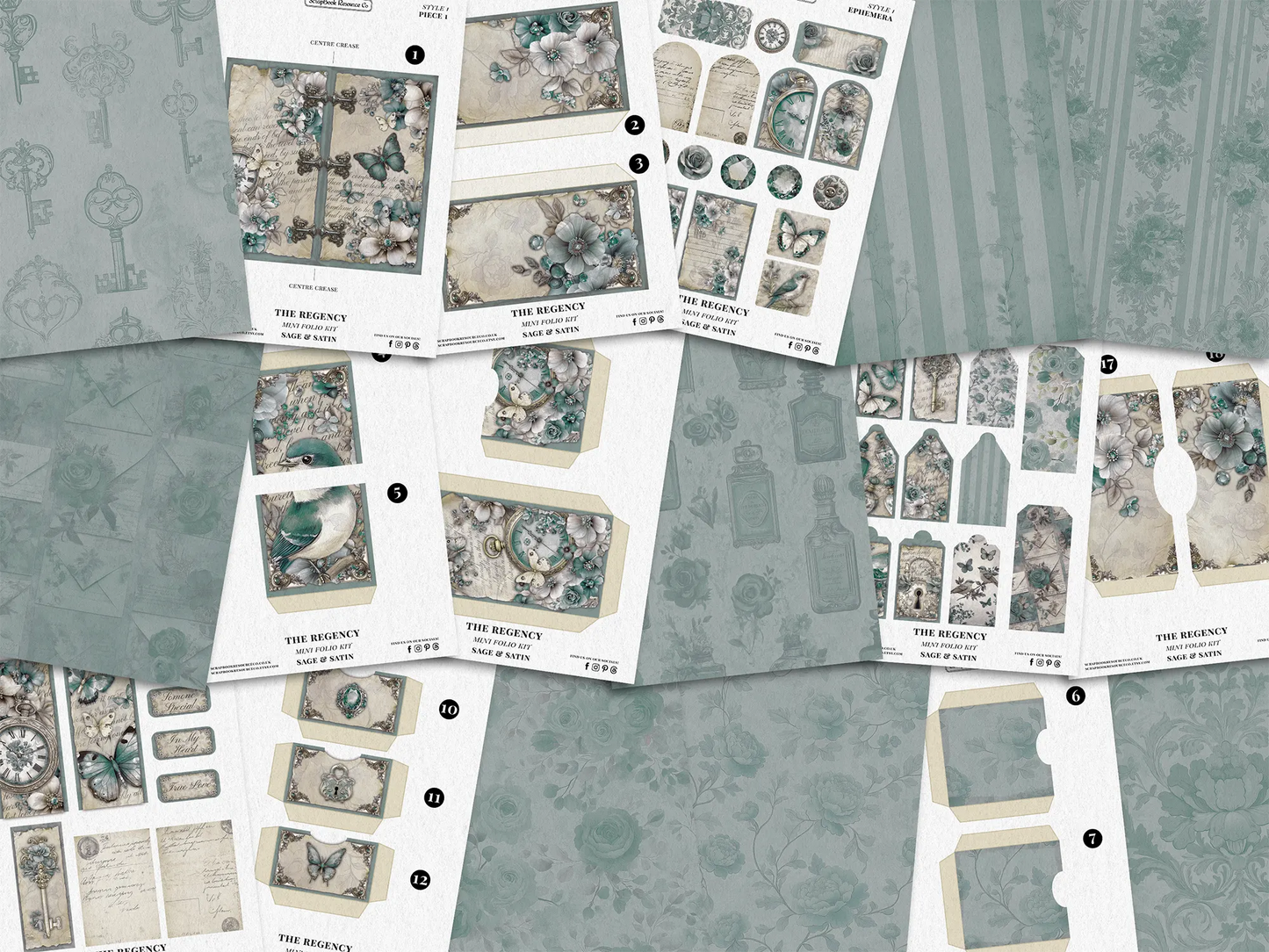 The Regency Sage & Satin Mini Folio Kit Style 1