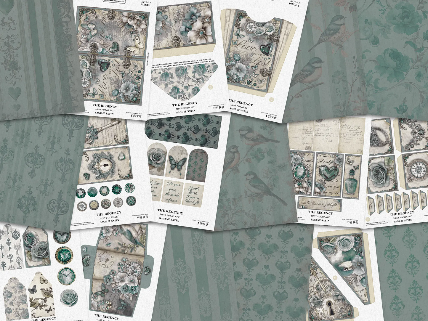 The Regency Sage & Satin Mini Folio Kit Style 2 DIGITAL DOWNLOAD