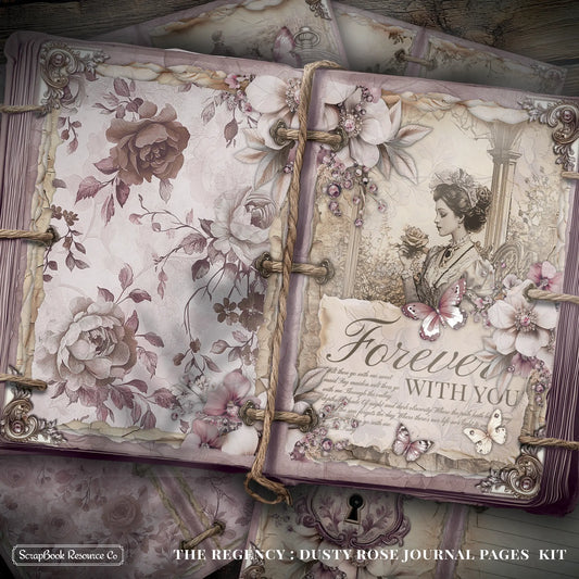 The Regency Dusty Rose Junk Journal Diary Pages Kit