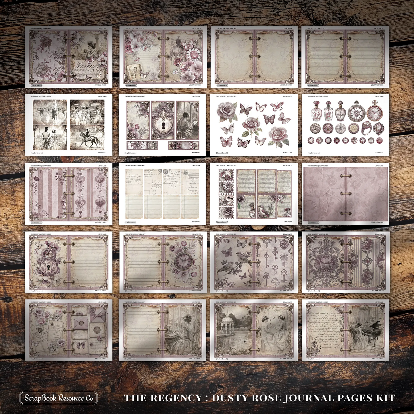 The Regency Dusty Rose Junk Journal Diary Pages Kit