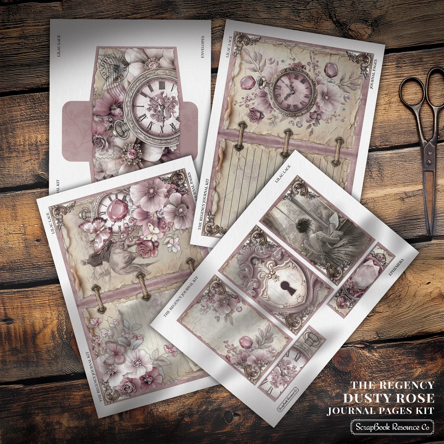 The Regency Dusty Rose Junk Journal Diary Pages Kit