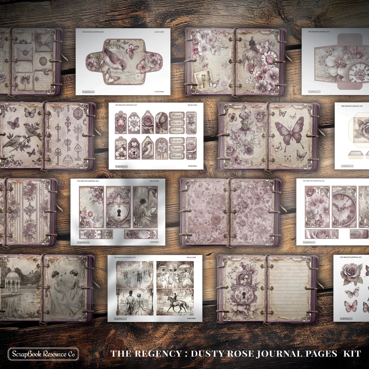 The Regency Dusty Rose Junk Journal Diary Pages Kit