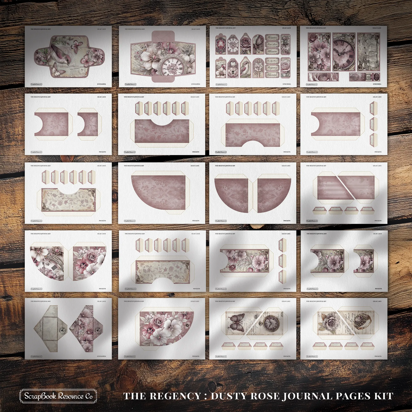 The Regency Dusty Rose Junk Journal Diary Pages Kit