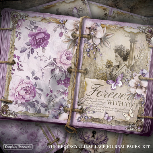 The Regency Lilac Lace Junk Journal Diary Pages Kit