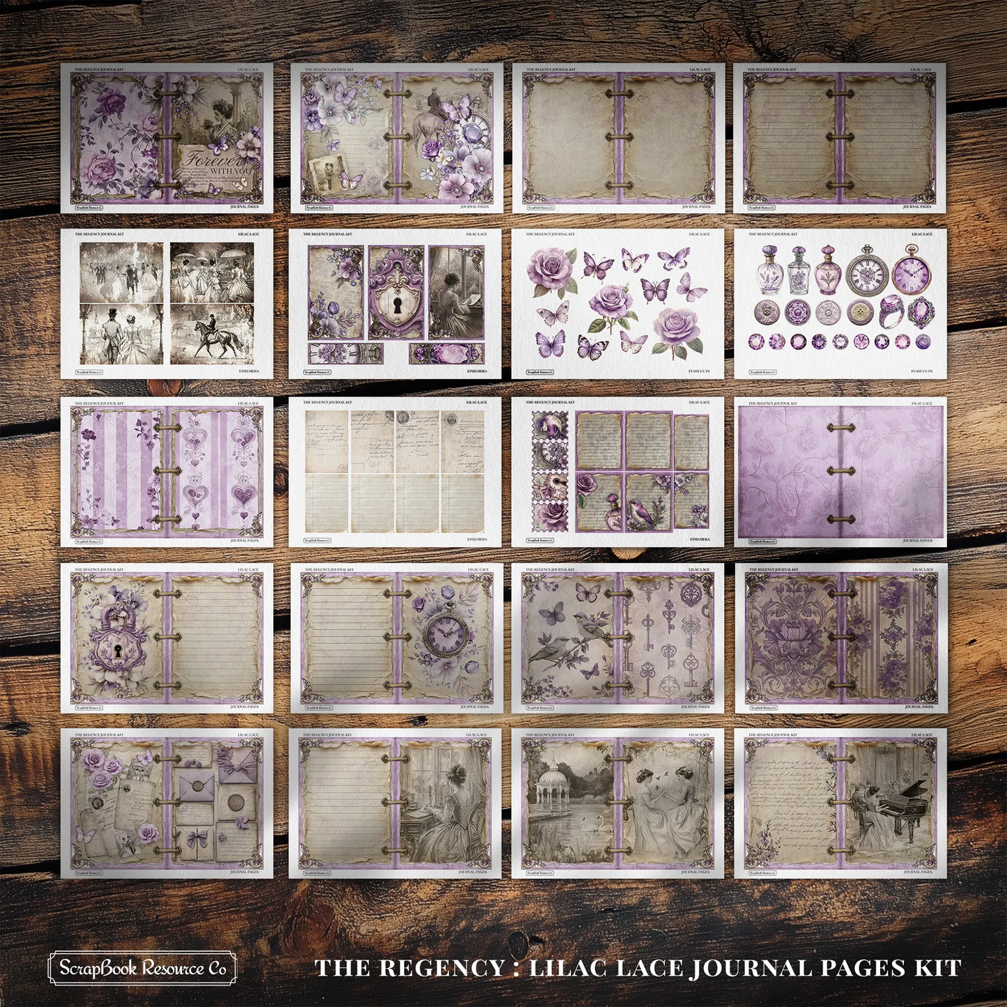 The Regency Lilac Lace Junk Journal Diary Pages Kit