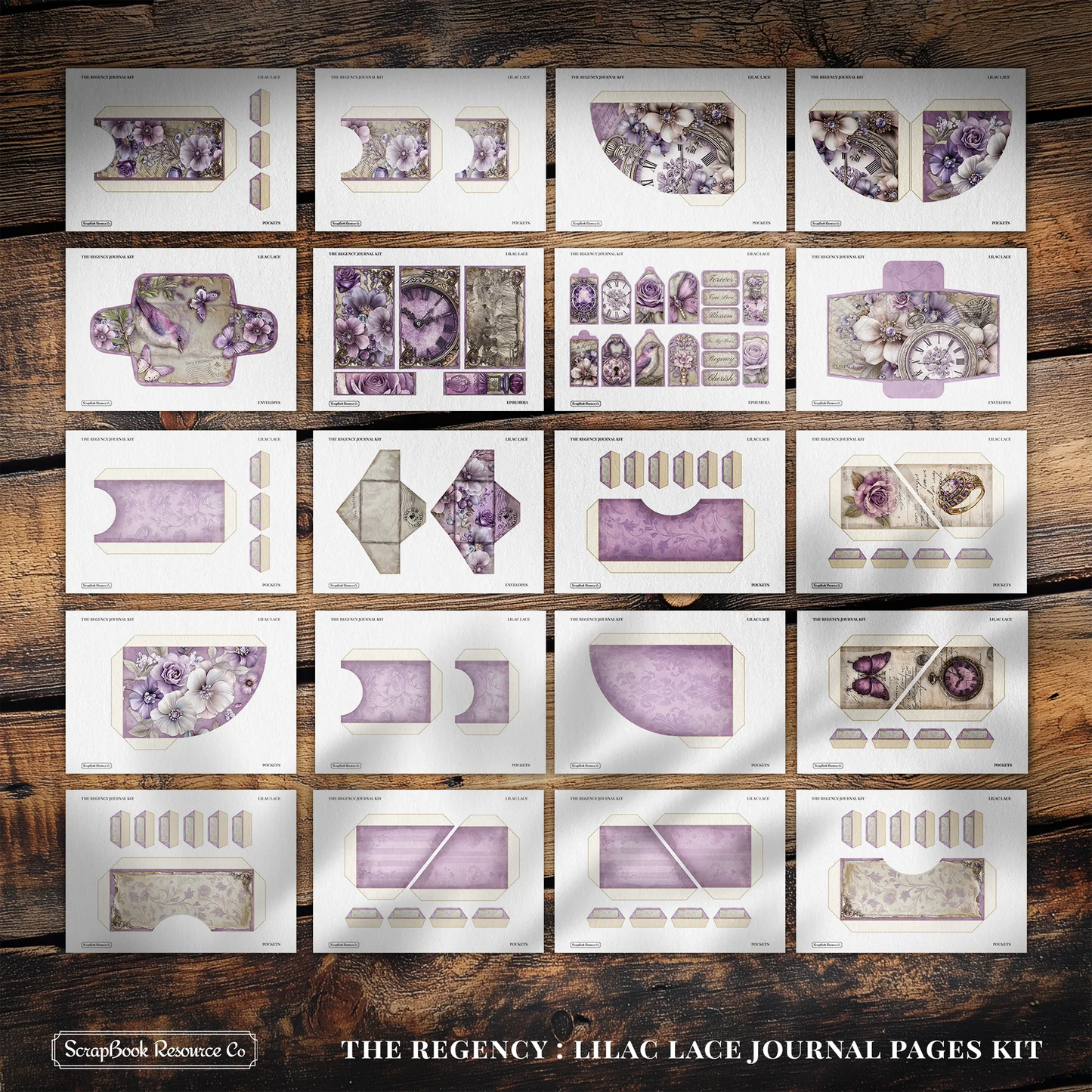 The Regency Lilac Lace Junk Journal Diary Pages Kit
