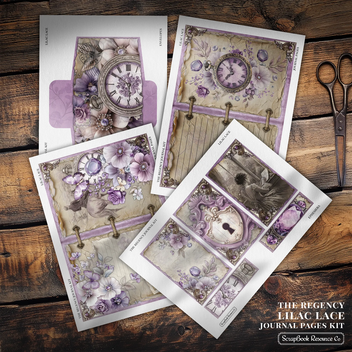 The Regency Lilac Lace Junk Journal Diary Pages Kit