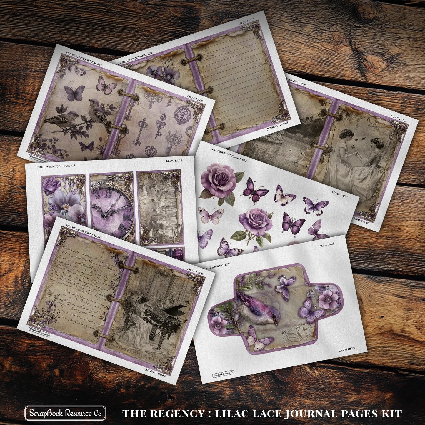 The Regency Lilac Lace Junk Journal Diary Pages Kit