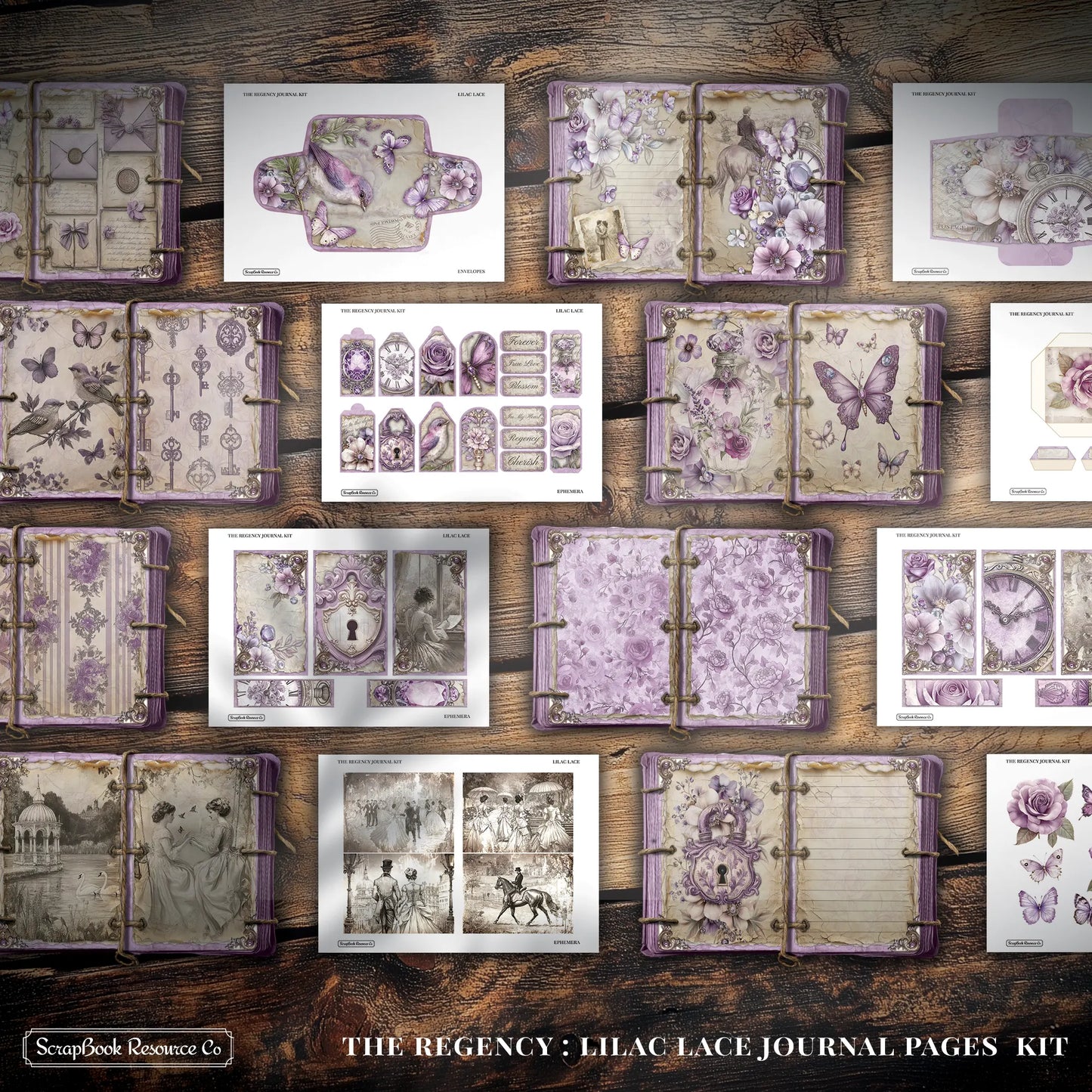The Regency Lilac Lace Junk Journal Diary Pages Kit