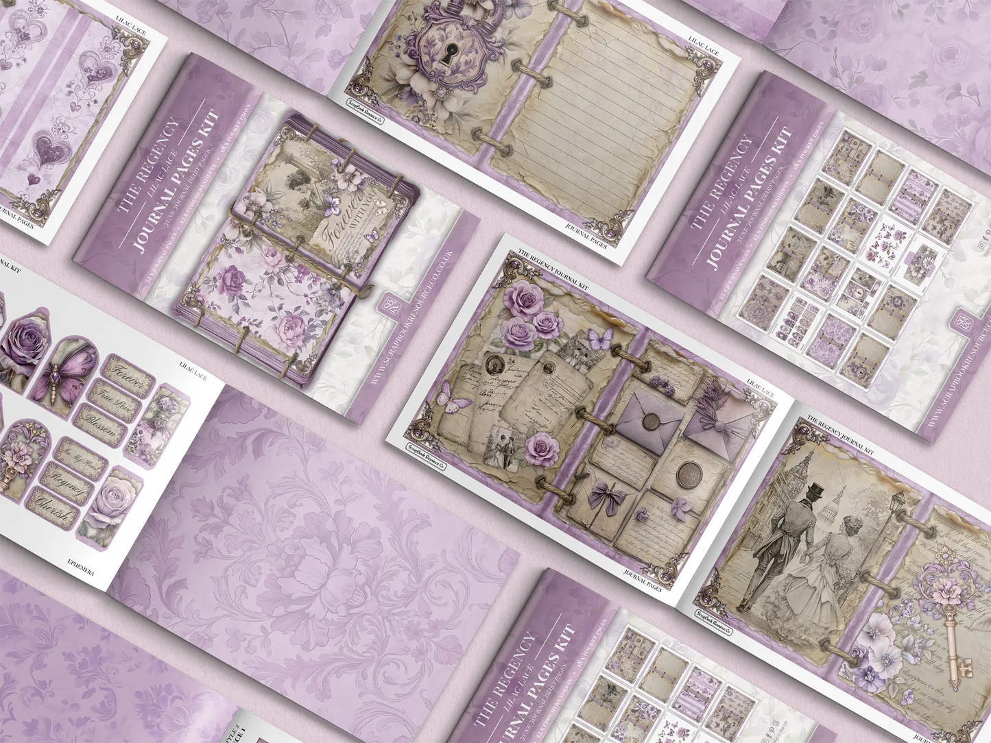 The Regency Lilac Lace Junk Journal Diary Pages Kit