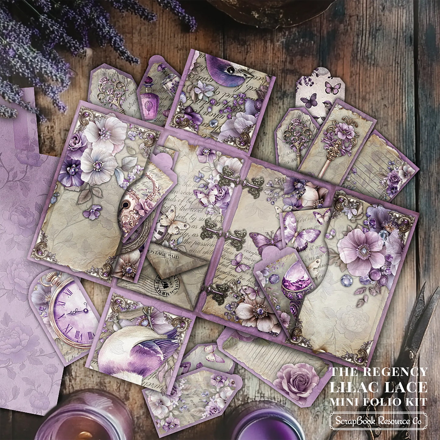 The Regency Lilac Lace Mini Folio Kit Style 1 DIGITAL DOWNLOAD