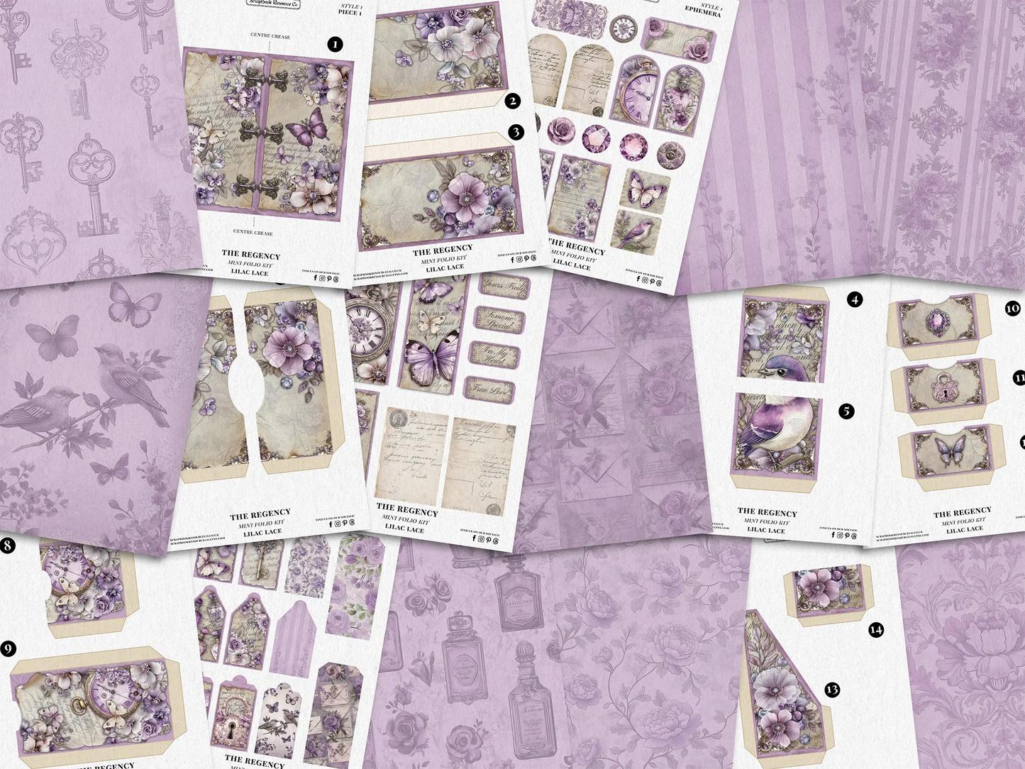 The Regency Lilac Lace Mini Folio Kit Style 1 DIGITAL DOWNLOAD