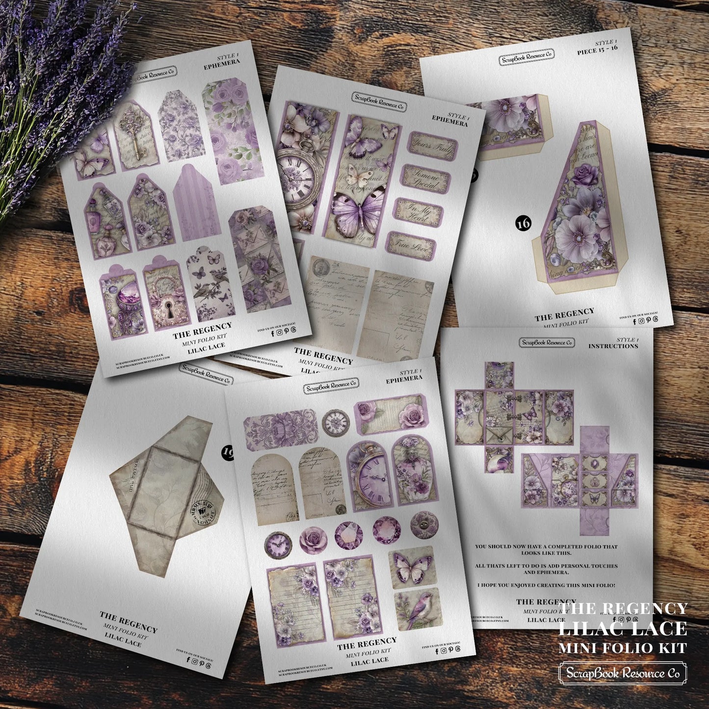 The Regency Lilac Lace Mini Folio Kit Style 1 DIGITAL DOWNLOAD