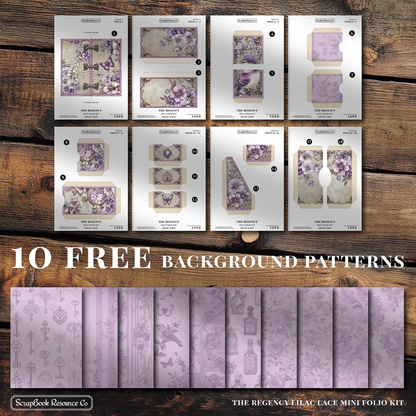 The Regency Lilac Lace Mini Folio Kit Style 1 DIGITAL DOWNLOAD