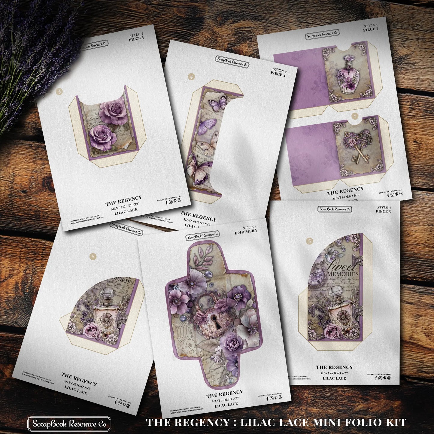 The Regency Lilac Lace Mini Folio Kit Style 3 DIGITAL DOWNLOAD