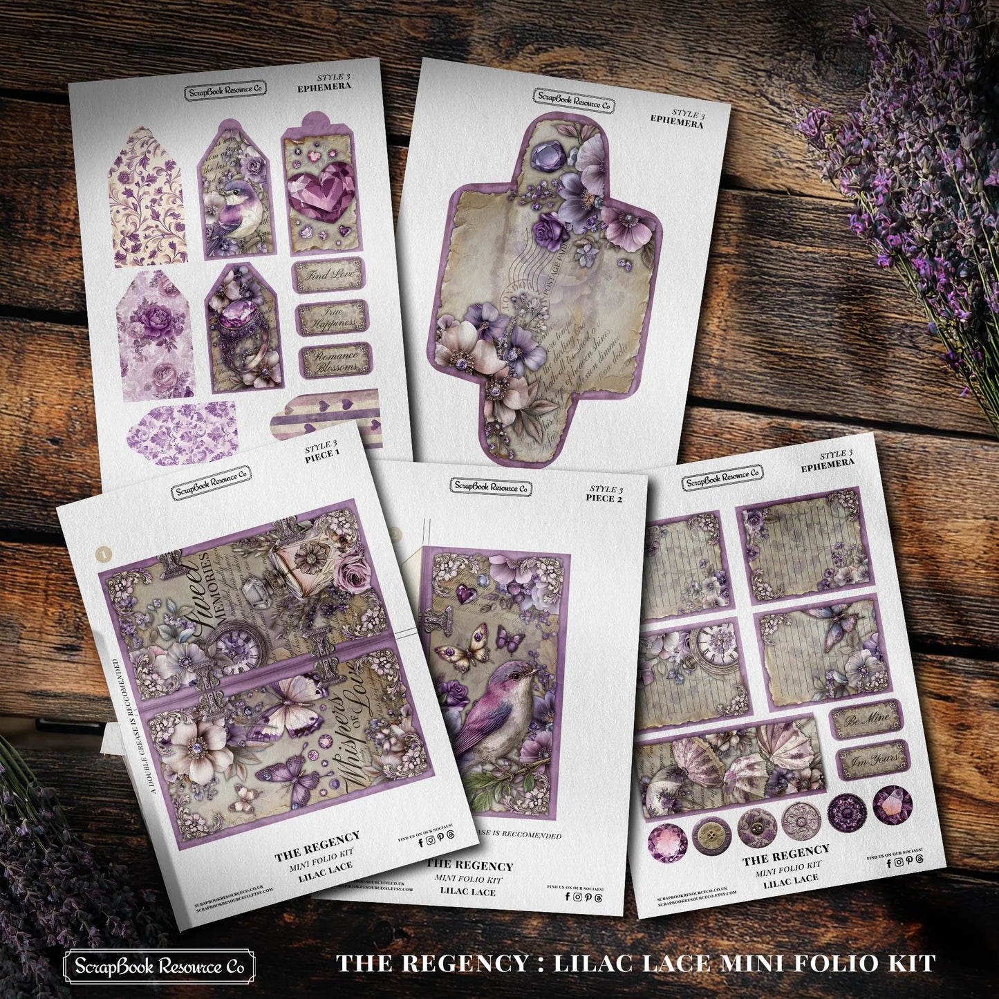 The Regency Lilac Lace Mini Folio Kit Style 3 DIGITAL DOWNLOAD