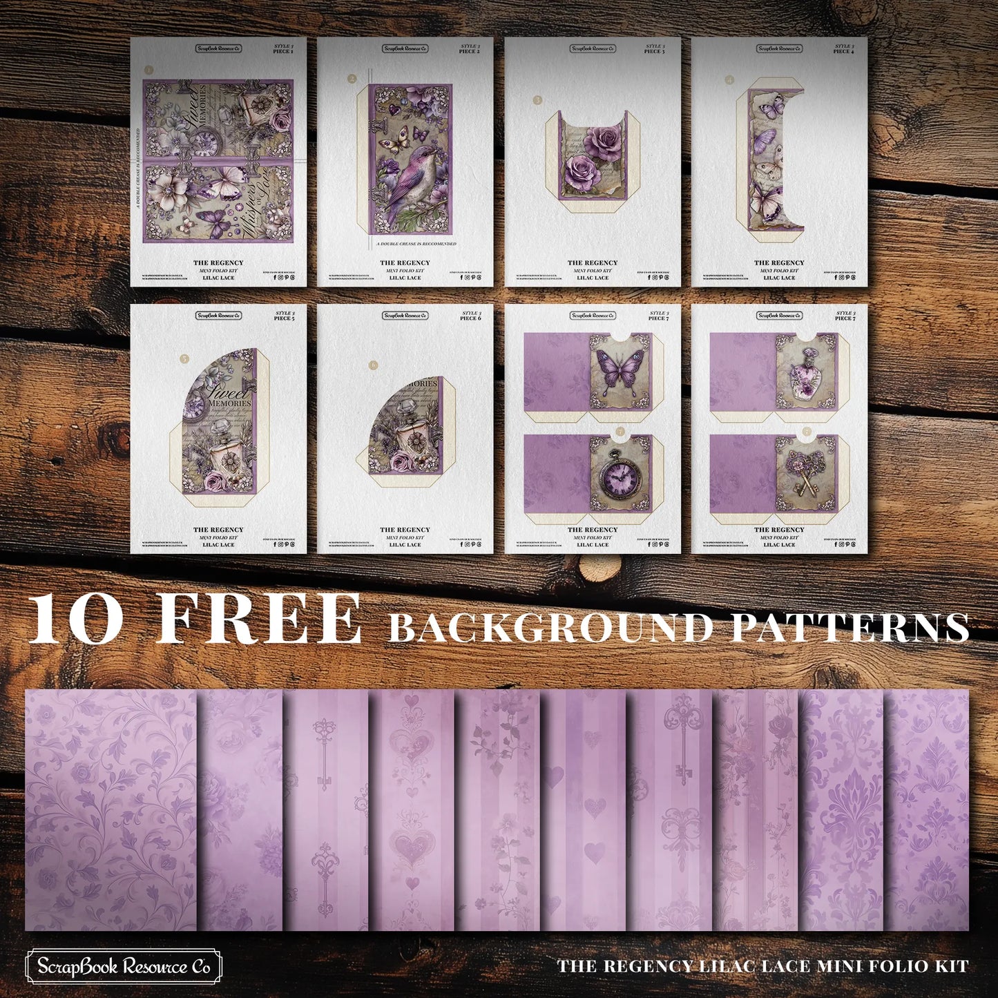 The Regency Lilac Lace Mini Folio Kit Style 3 DIGITAL DOWNLOAD