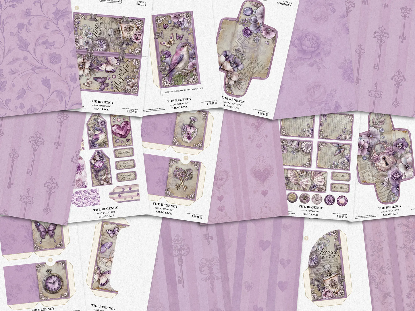 The Regency Lilac Lace Mini Folio Kit Style 3 DIGITAL DOWNLOAD