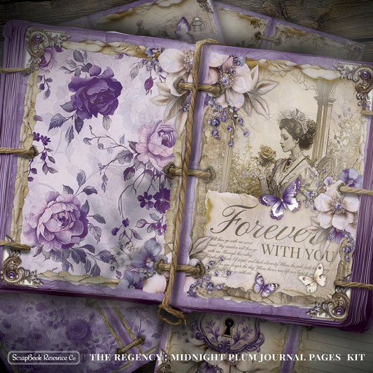 The Regency Midnight Plum Junk Journal Diary Pages Kit