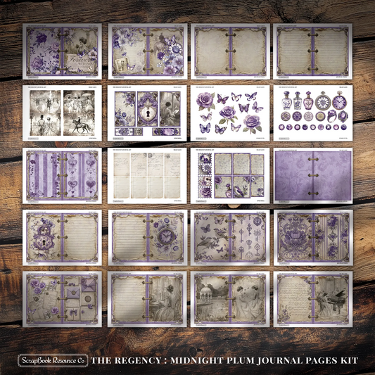 The Regency Midnight Plum Junk Journal Diary Pages Kit DIGITAL DOWNLOAD
