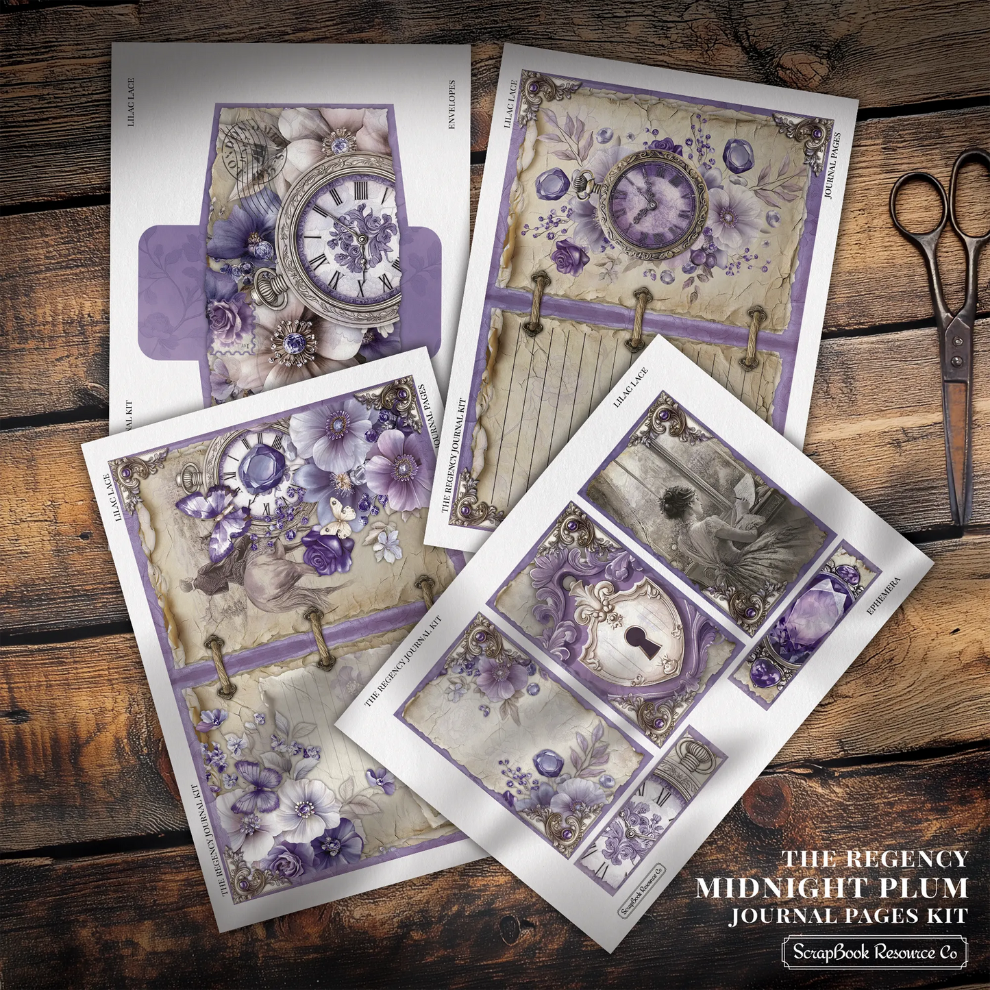 The Regency Midnight Plum Junk Journal Diary Pages Kit DIGITAL DOWNLOAD