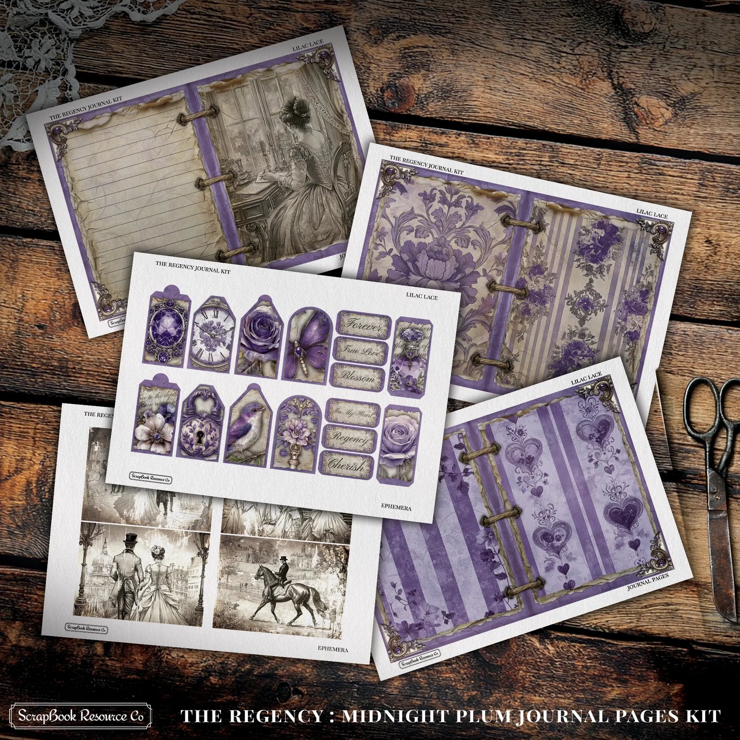 The Regency Midnight Plum Junk Journal Diary Pages Kit DIGITAL DOWNLOAD