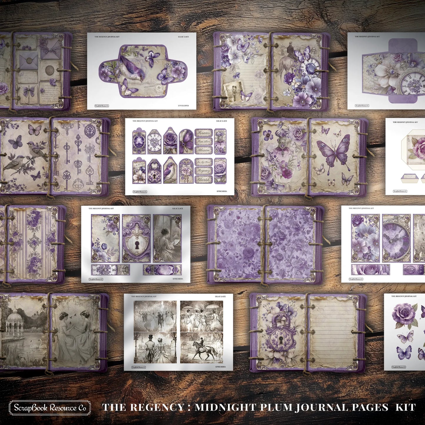 The Regency Midnight Plum Junk Journal Diary Pages Kit DIGITAL DOWNLOAD