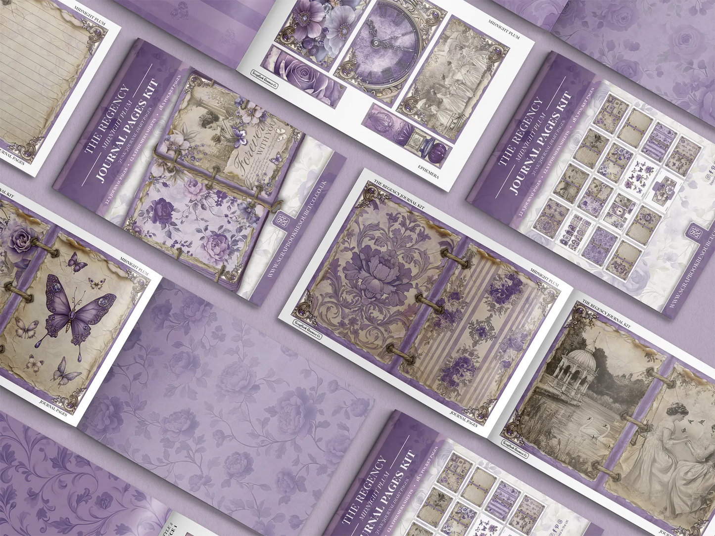The Regency Midnight Plum Junk Journal Diary Pages Kit