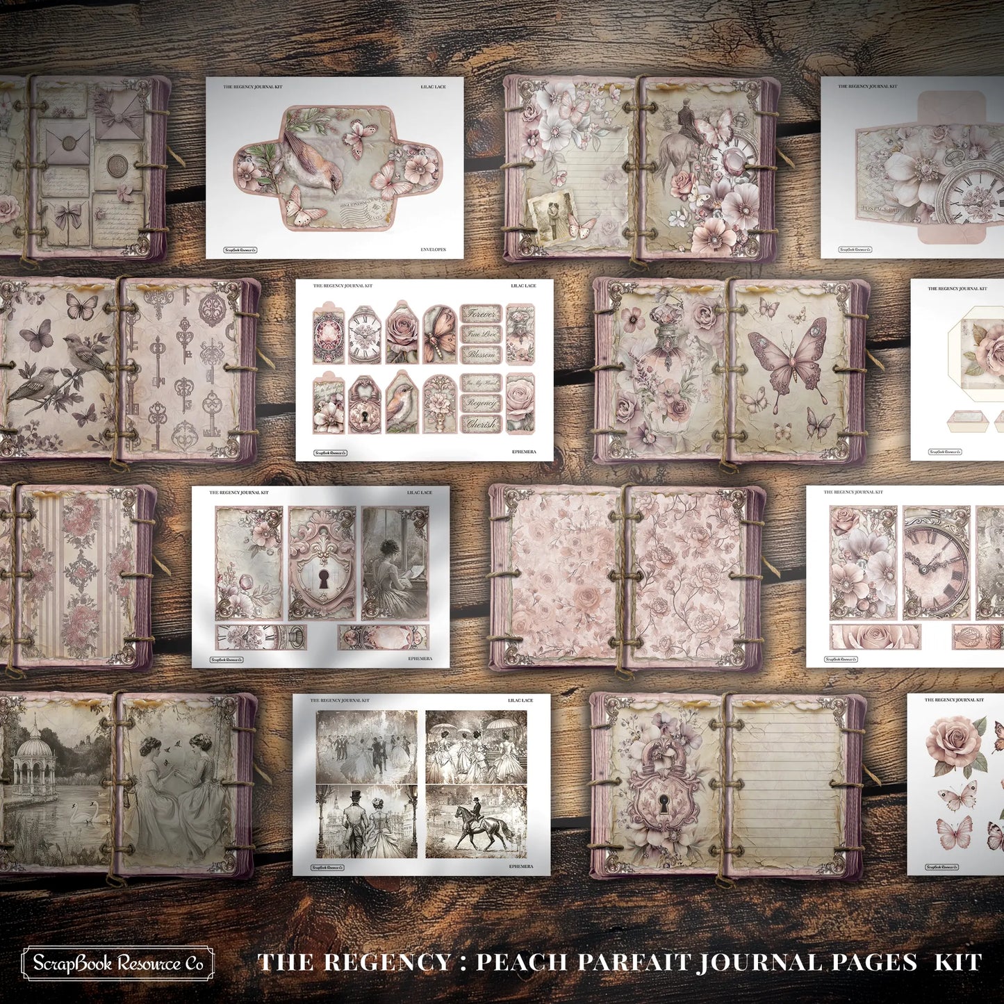 The Regency Peach Parfait Junk Journal Diary Pages Kit