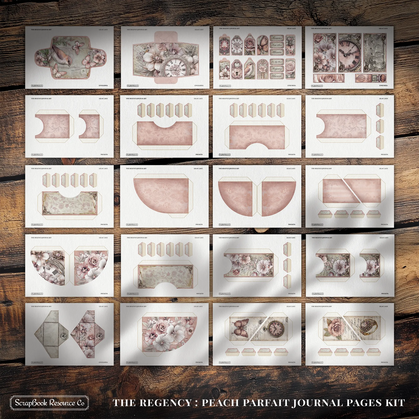 The Regency Peach Parfait Junk Journal Diary Pages Kit