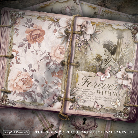 The Regency Peach Parfait Junk Journal Diary Pages Kit