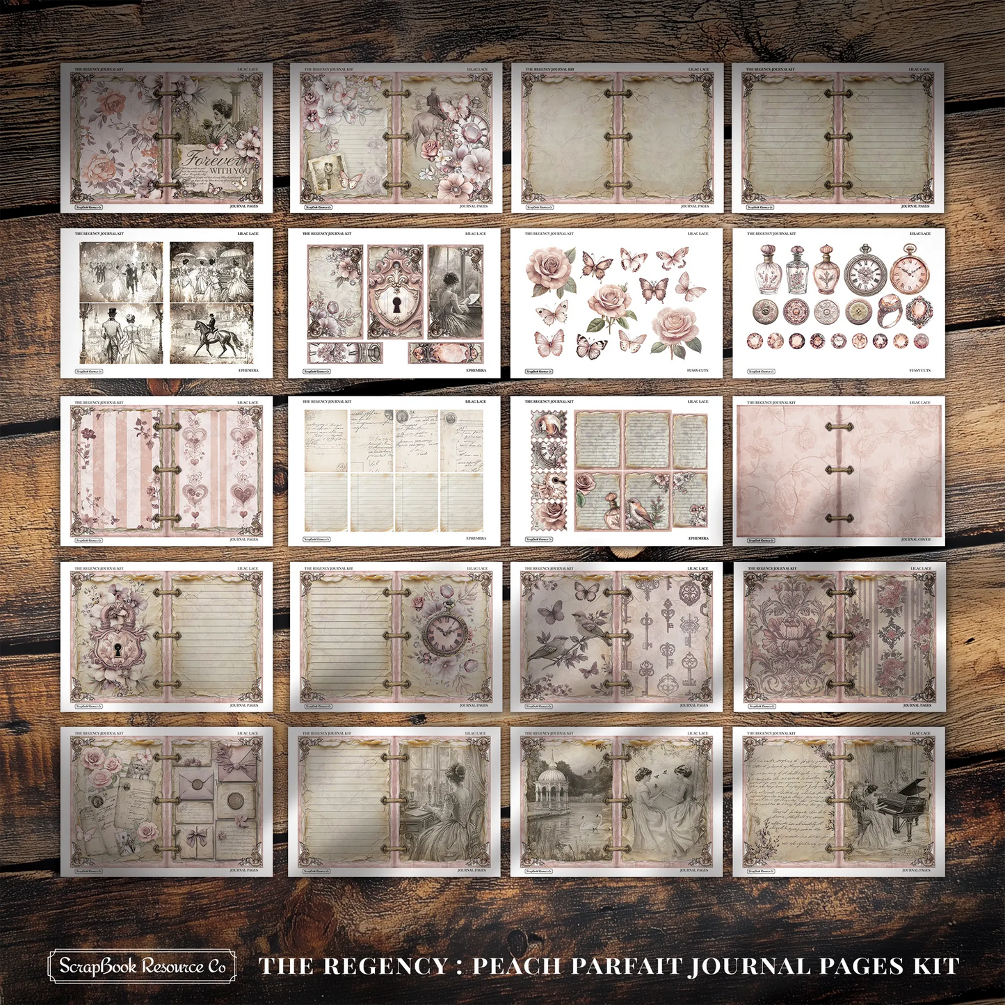The Regency Peach Parfait Junk Journal Diary Pages Kit