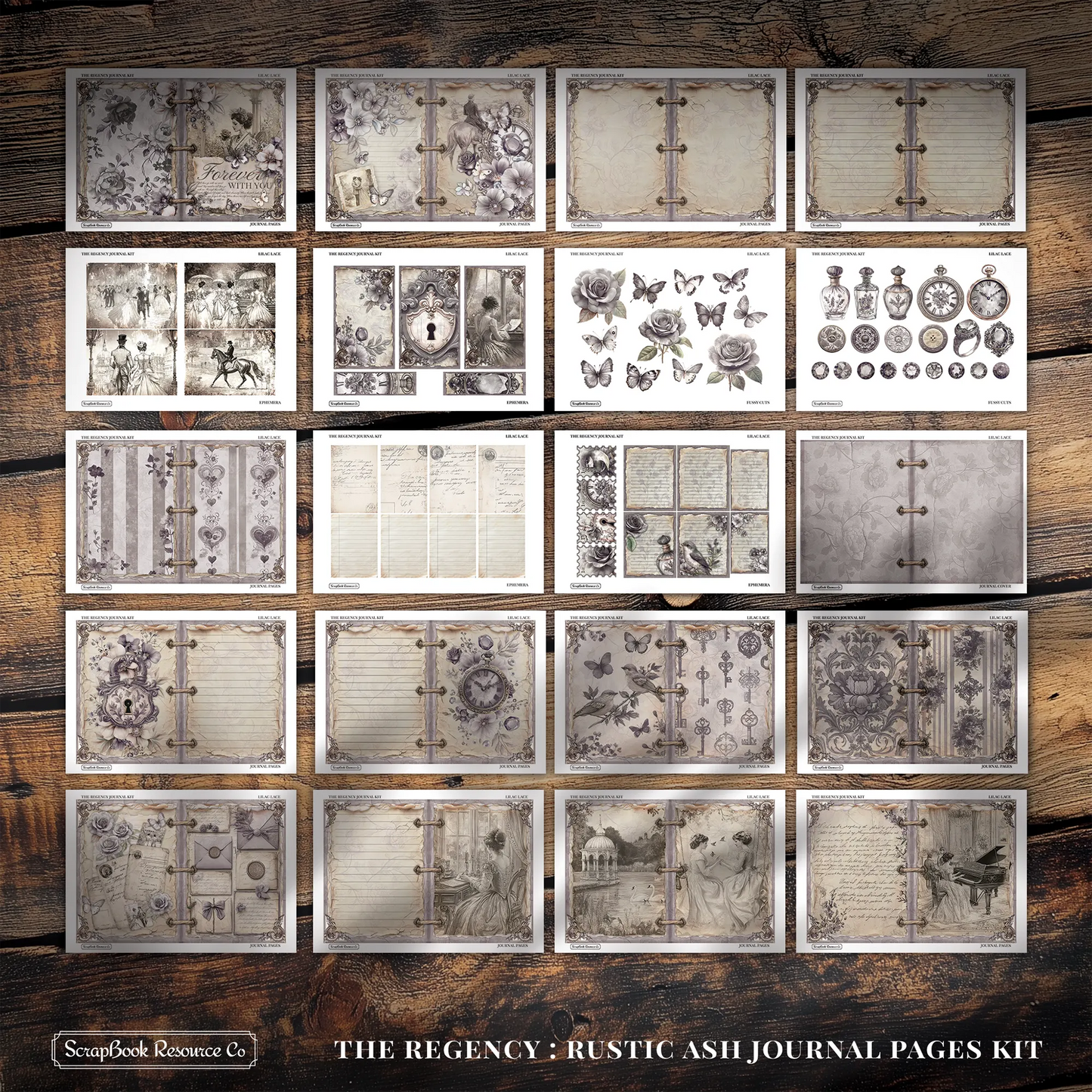 The Regency Rustic Ash Junk Journal Diary Pages Kit