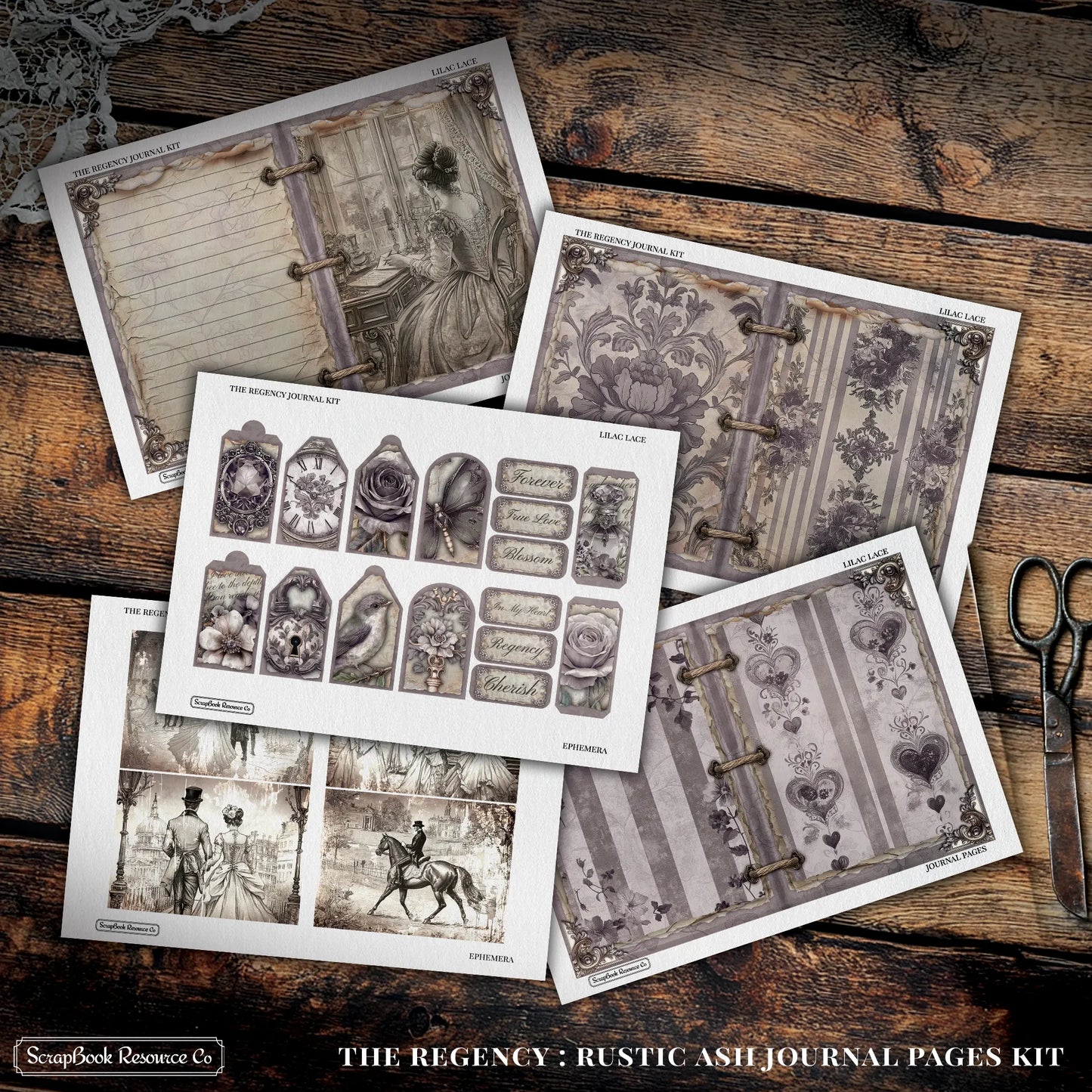 The Regency Rustic Ash Junk Journal Diary Pages Kit