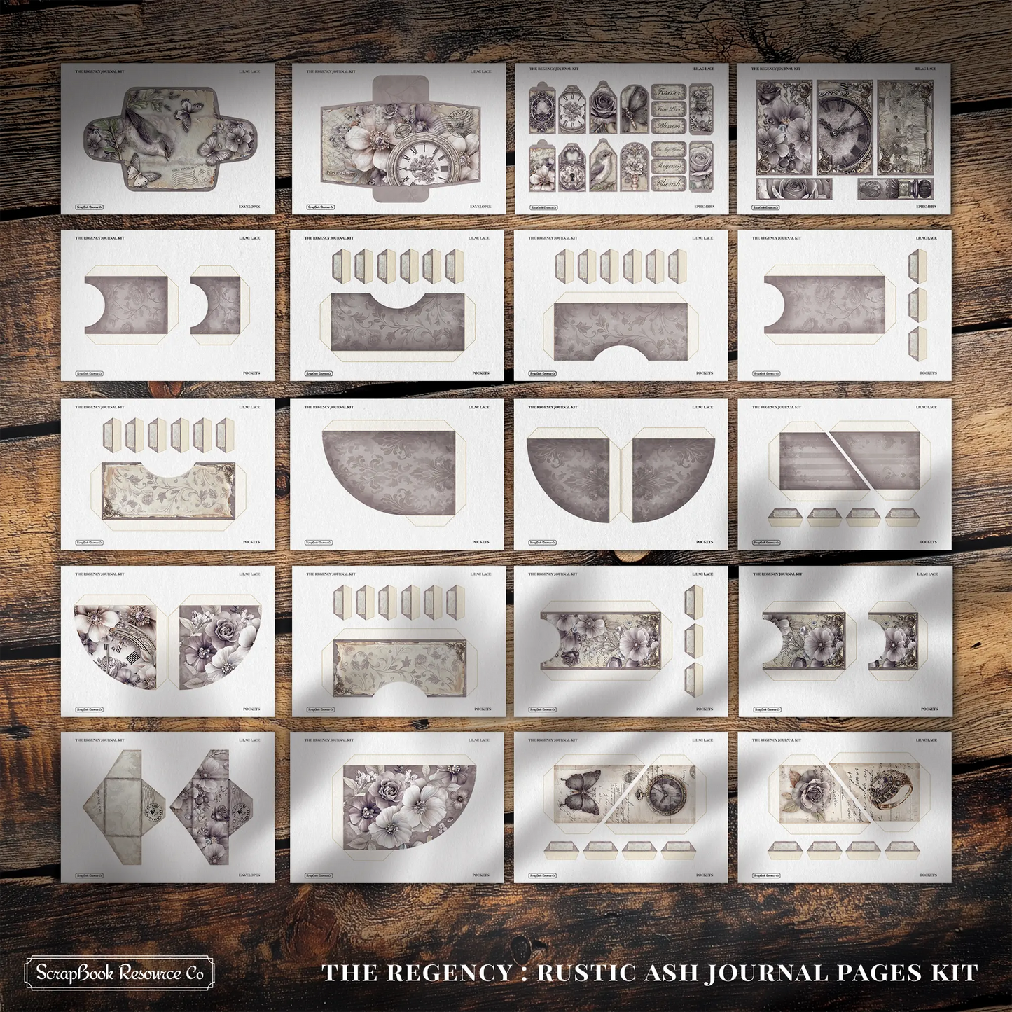 The Regency Rustic Ash Junk Journal Diary Pages Kit