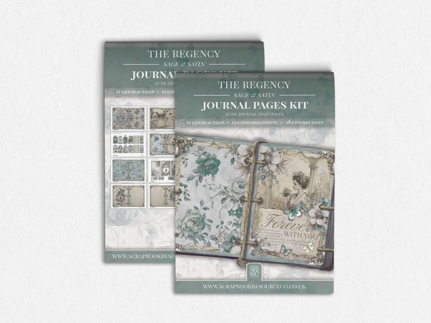 The Regency Sage and Satin Junk Journal Diary Pages Kit