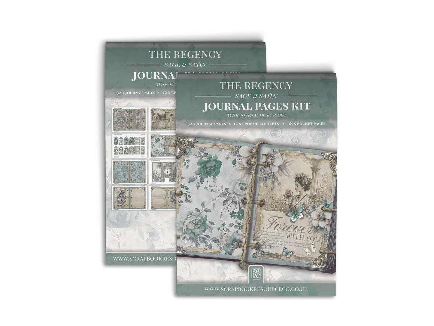 The Regency Sage and Satin Junk Journal Diary Pages Kit