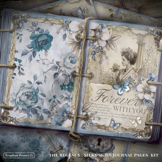 The Regency Silky Skies Junk Journal Diary Pages Kit