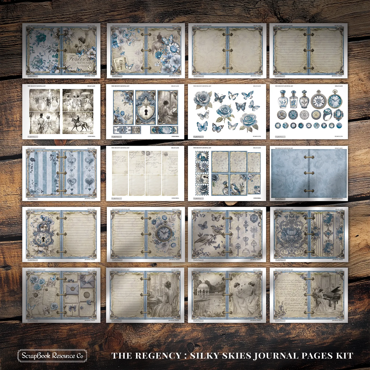 The Regency Silky Skies Junk Journal Diary Pages Kit