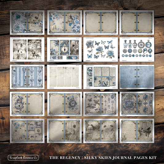 The Regency Silky Skies Junk Journal Diary Pages Kit DIGITAL DOWNLOAD