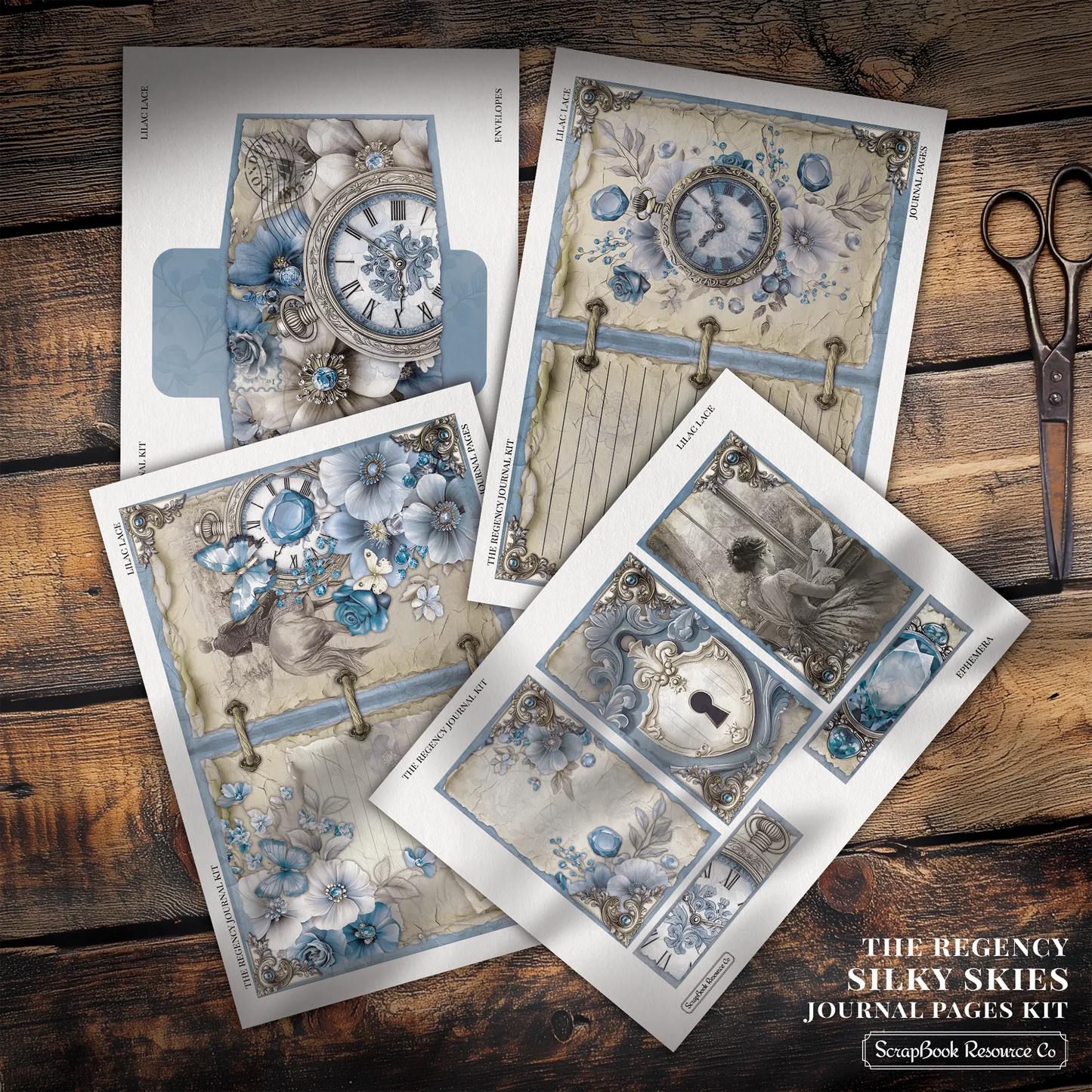 The Regency Silky Skies Junk Journal Diary Pages Kit