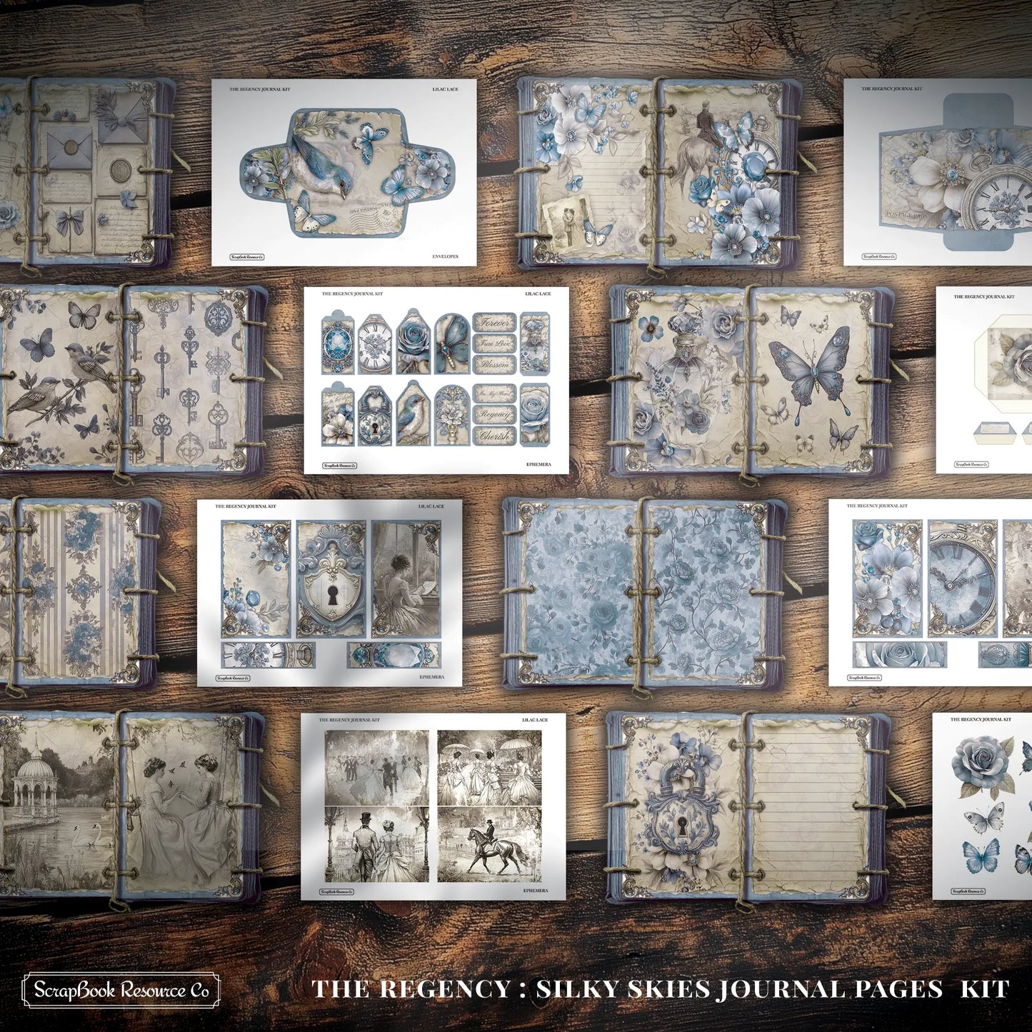 The Regency Silky Skies Junk Journal Diary Pages Kit