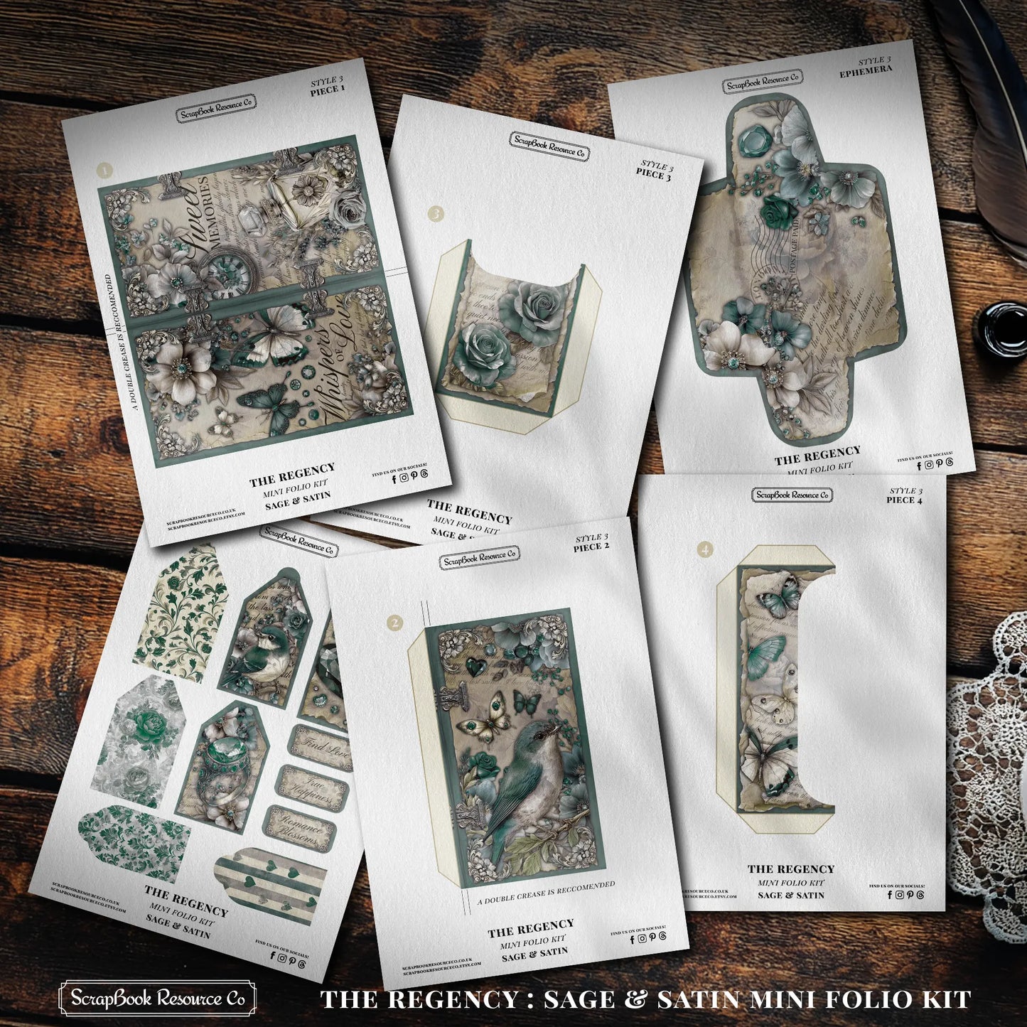 The Regency Sage & Satin Mini Folio Kit Style 3 DIGITAL DOWNLOAD