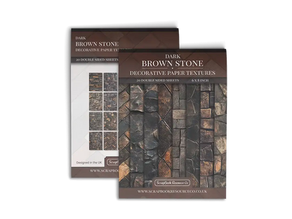 Front and Back cover of a decorative paper prints pad that contains brown coloured stone textures