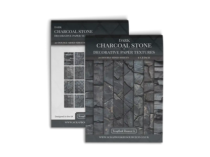 Front and Back cover of a decorative paper prints pad that contains black coloured stone textures