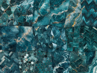 Dark Ocean Teal Marble