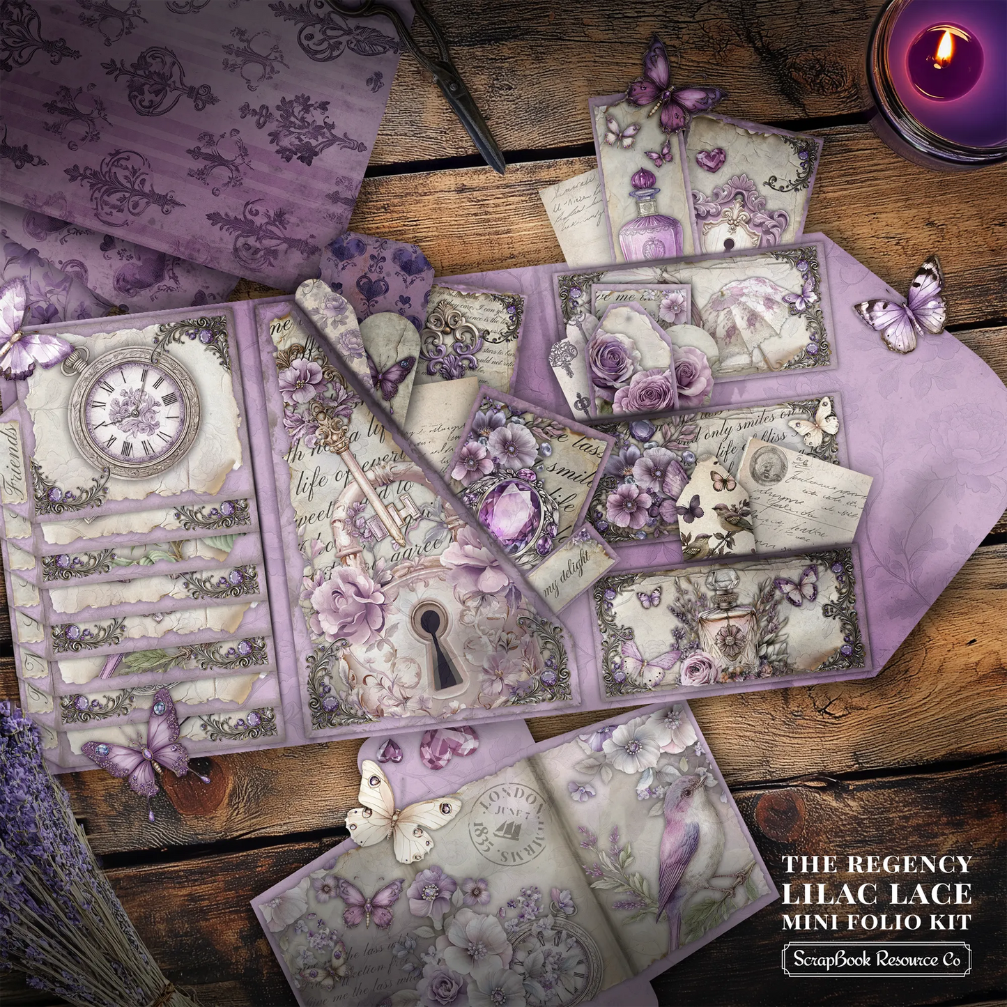 The Regency Lilac Lace Mini Folio Kit Style 2 DIGITAL DOWNLOAD